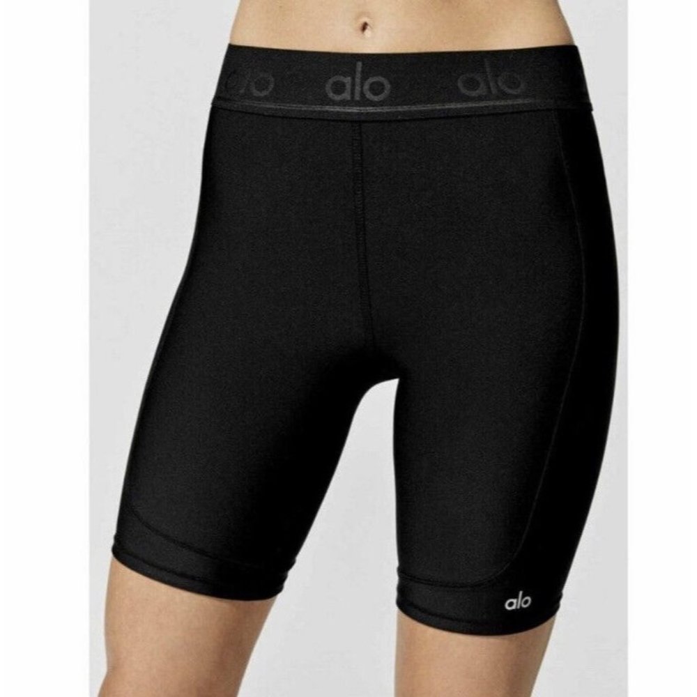 alo Rider Shorts Black Active Wear Sport Work Out - Picture 2 of 8